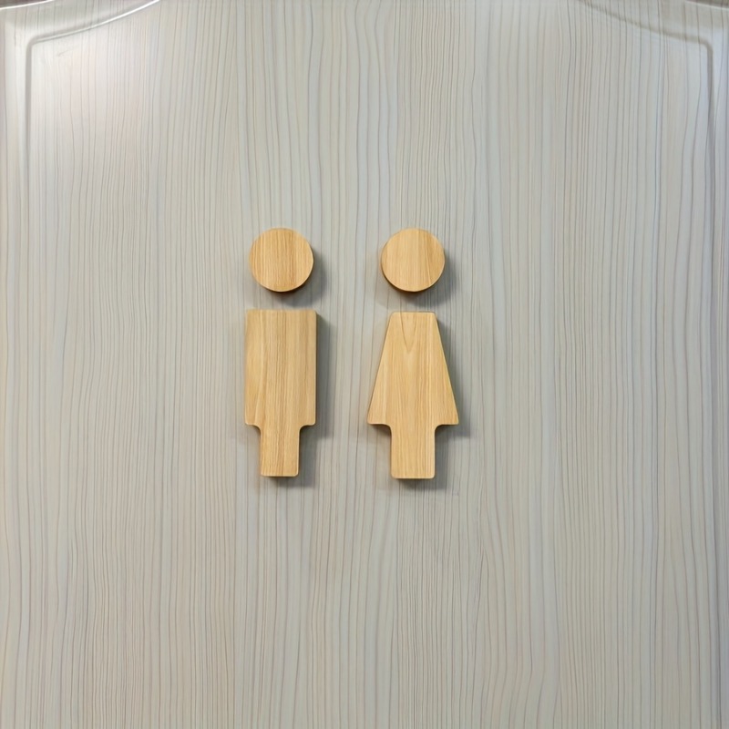 Home Bathroom Signs - قطعتان من لافتة الحمام الخشبية لأبواب