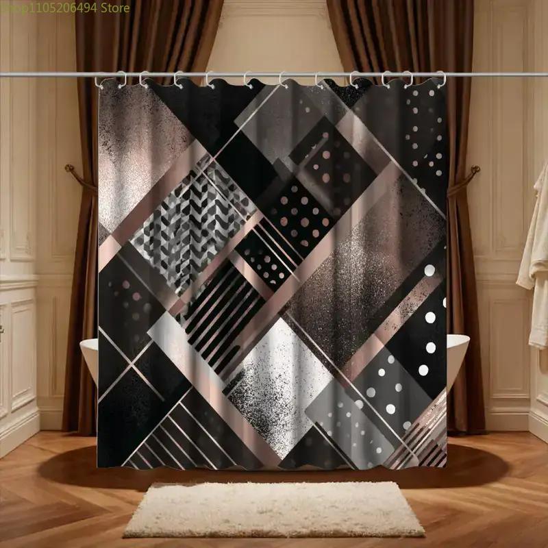 Home Bathroom Decor Ideas - ستارة حمام عصرية بتصميم هندسي مجرد،