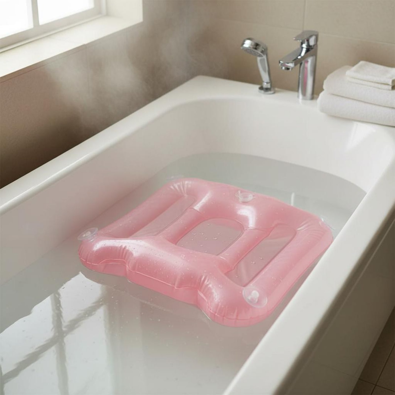 Bathtub Pillow Inflatable - وسادة معززة لحوض الاستحمام بلمسة لامعة،