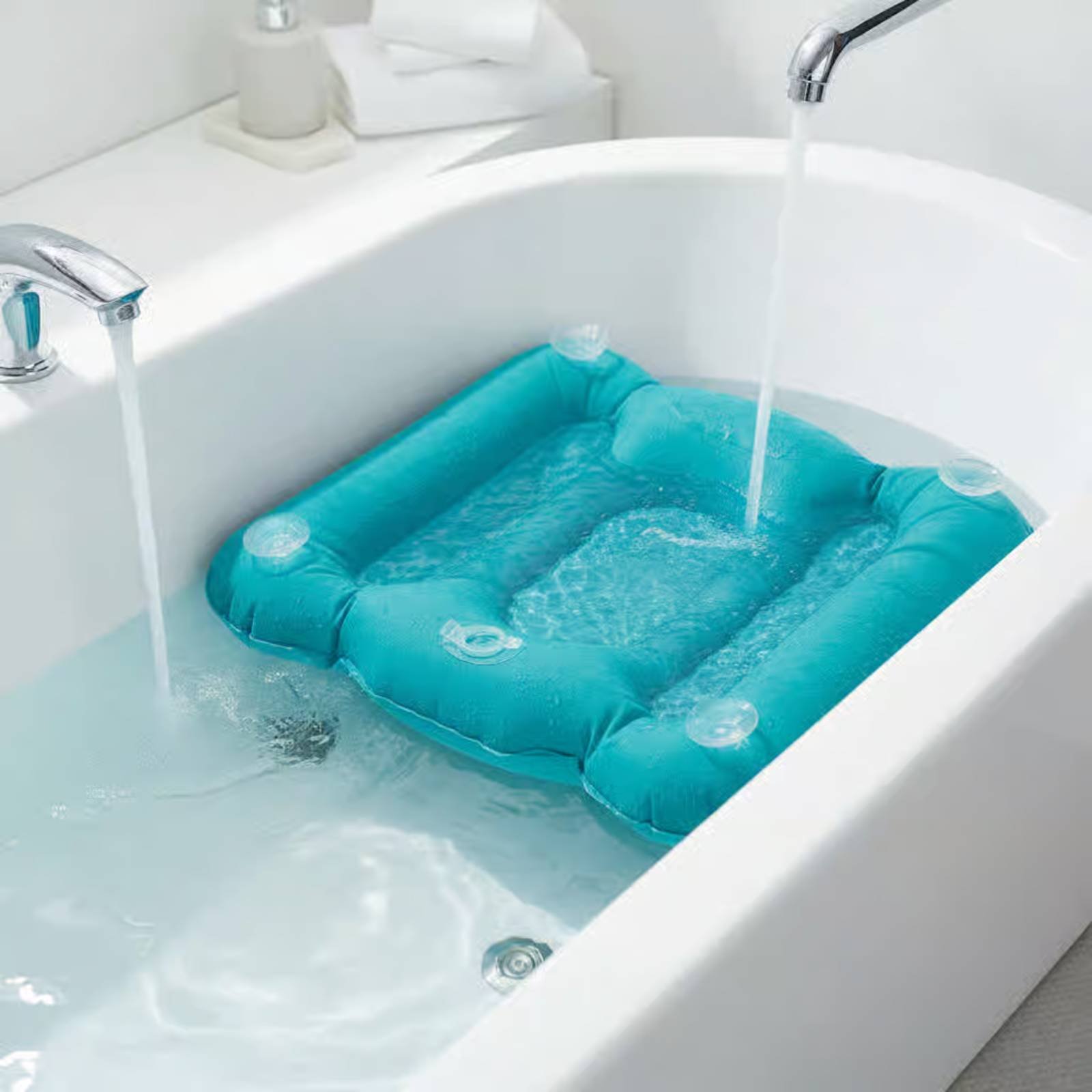 Bathtub Pillow Inflatable - وسادة معززة لحوض الاستحمام بلمسة لامعة،
