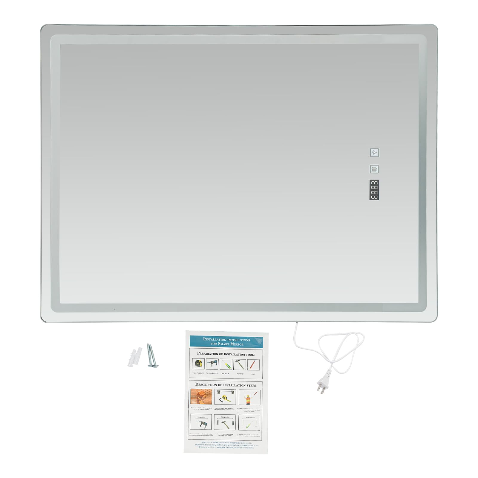Bathroom Mirror Led - مرآة حائط للحمام بإضاءة LED، مقاس