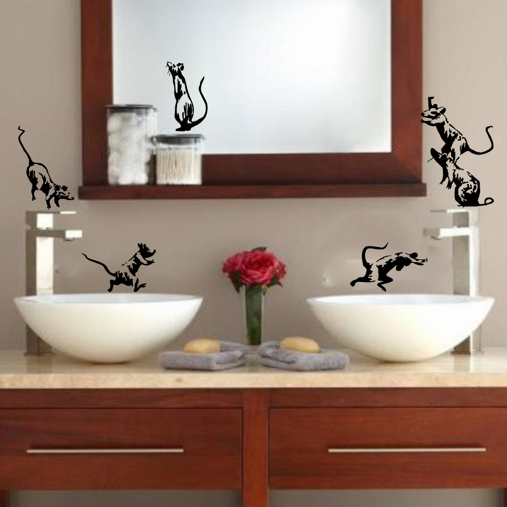 5 قطعة Banksy المرحاض الفئران  - مراجعة Home Bathroom Floor Tiles وسعره