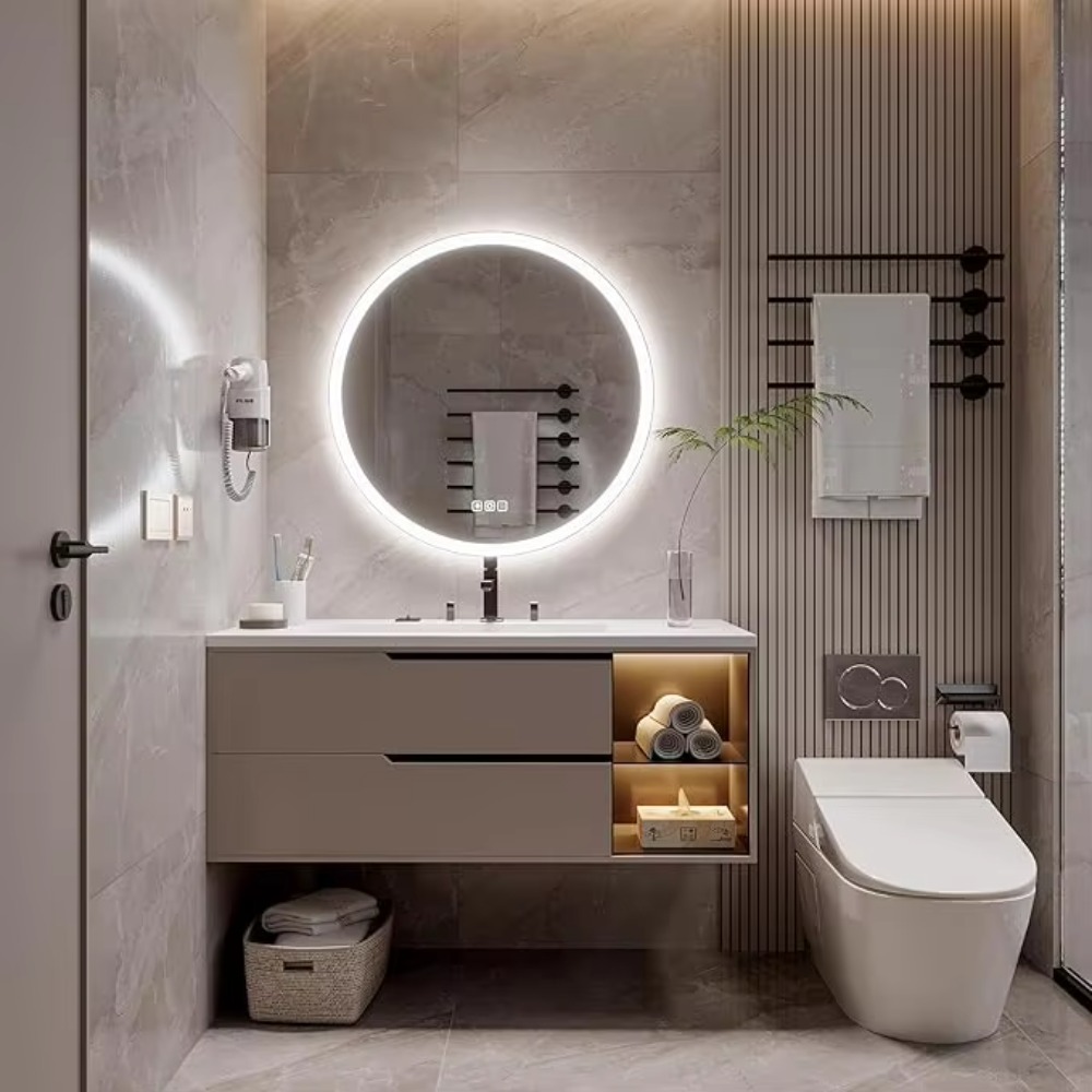 مرآة حمام ذكية حديثة مستديرة م - مراجعة Bathroom Mirror Led وسعره