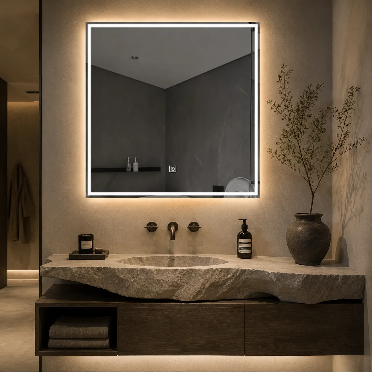 مرآة حمام 60 سم مع إضاءة LED،  - مراجعة Bathroom Mirror Led وسعره